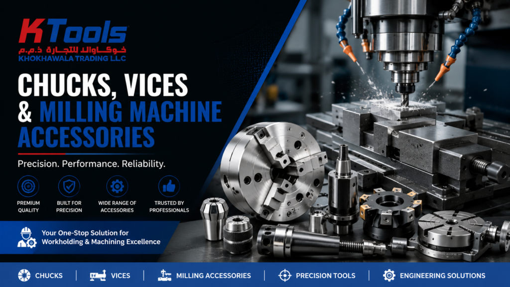 Industrial milling machine accessories supplier in Dubai offering milling machine attachments, precision accessories, machine tooling, and engineering equipment.
